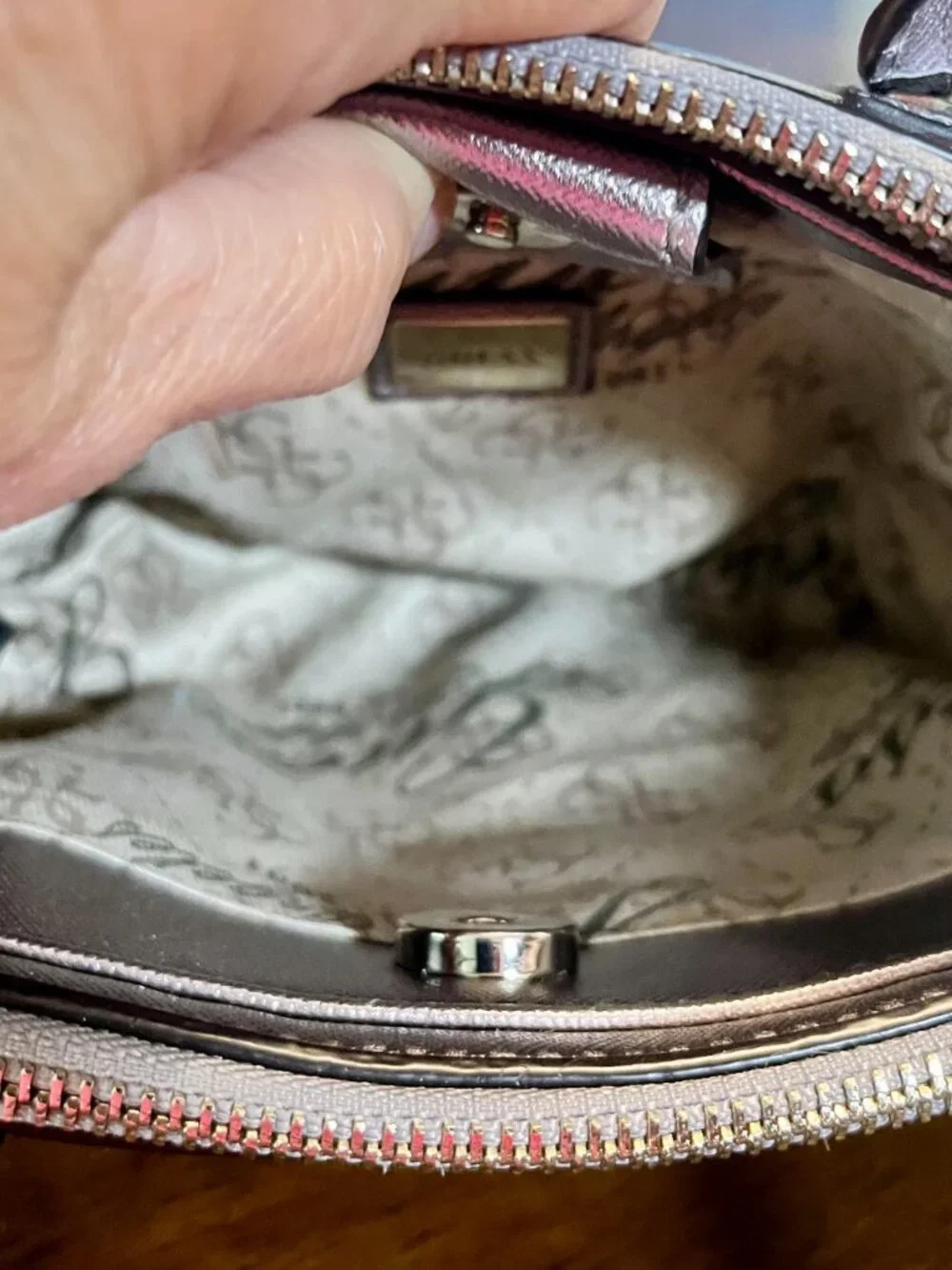 Metallic Guess Liya Petite Girlfriend Satchel w/ Glittery Floral Embellishments